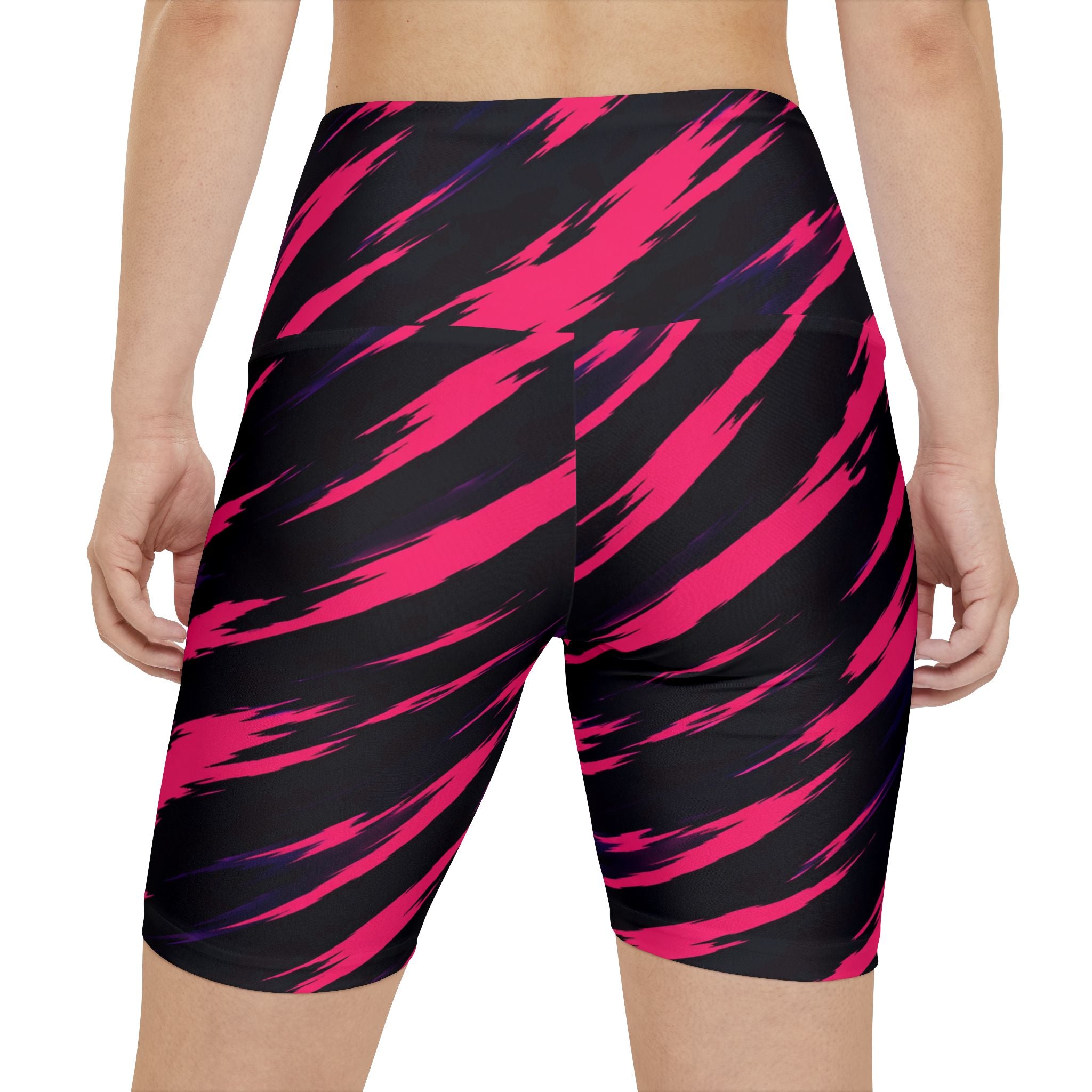 Pink Brushstroke GYMBINO Workout Shorts — Women's Athletic Biker Shorts