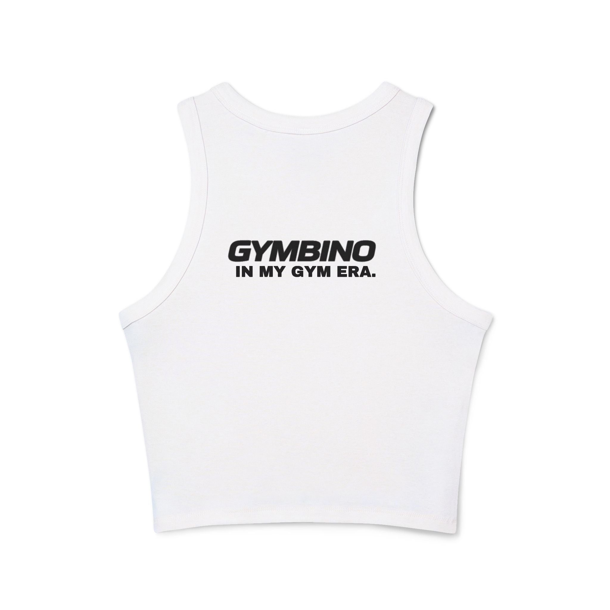 Gymbino 'In My Gym Era' Women's Racer Tank Top — Micro Rib Cropped Athletic Tank