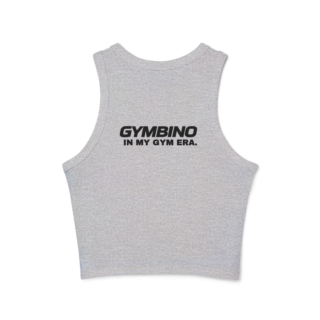 Gymbino 'In My Gym Era' Women's Racer Tank Top — Micro Rib Cropped Athletic Tank