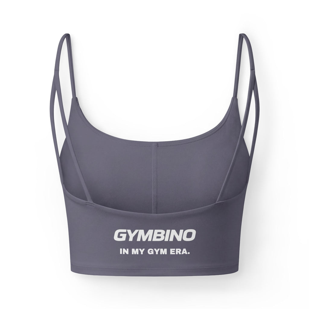 GYMBINO Women's Luxe Sports Bra — Strappy Black Crop with Logo