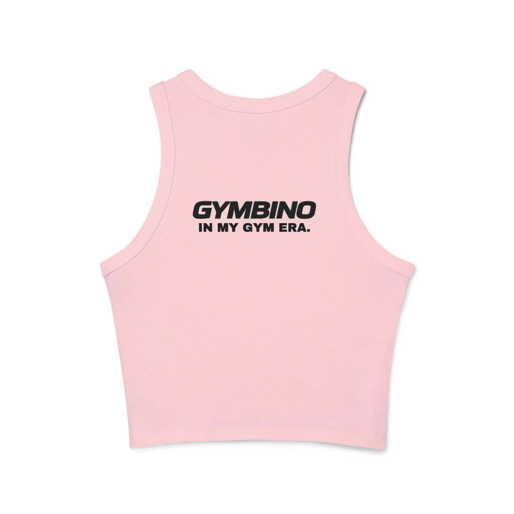 Gymbino 'In My Gym Era' Women's Racer Tank Top — Micro Rib Cropped Athletic Tank