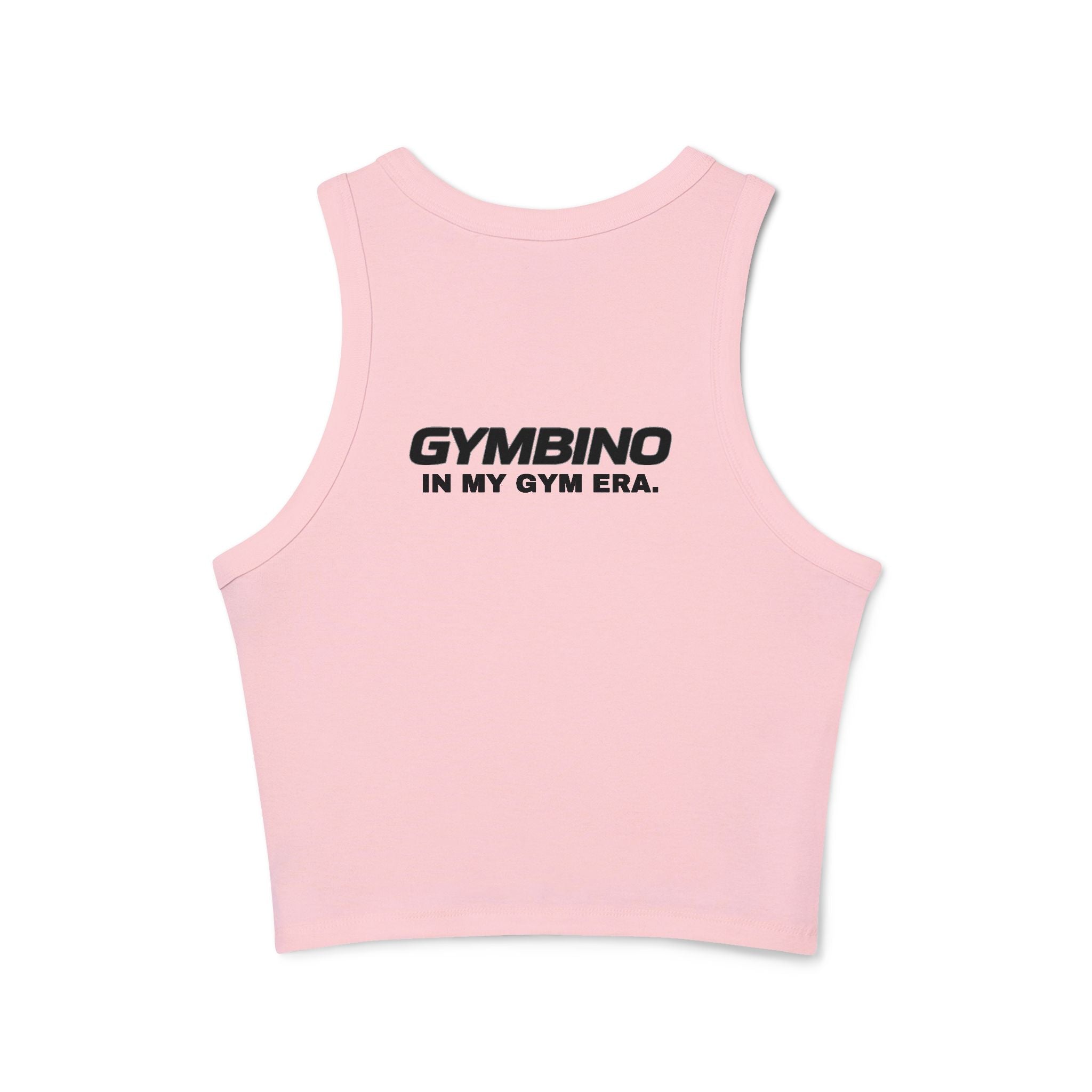 Gymbino 'In My Gym Era' Women's Racer Tank Top — Micro Rib Cropped Athletic Tank