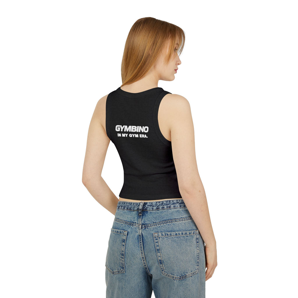 Gymbino 'In My Gym Era' Women's Racer Tank Top — Micro Rib Cropped Athletic Tank