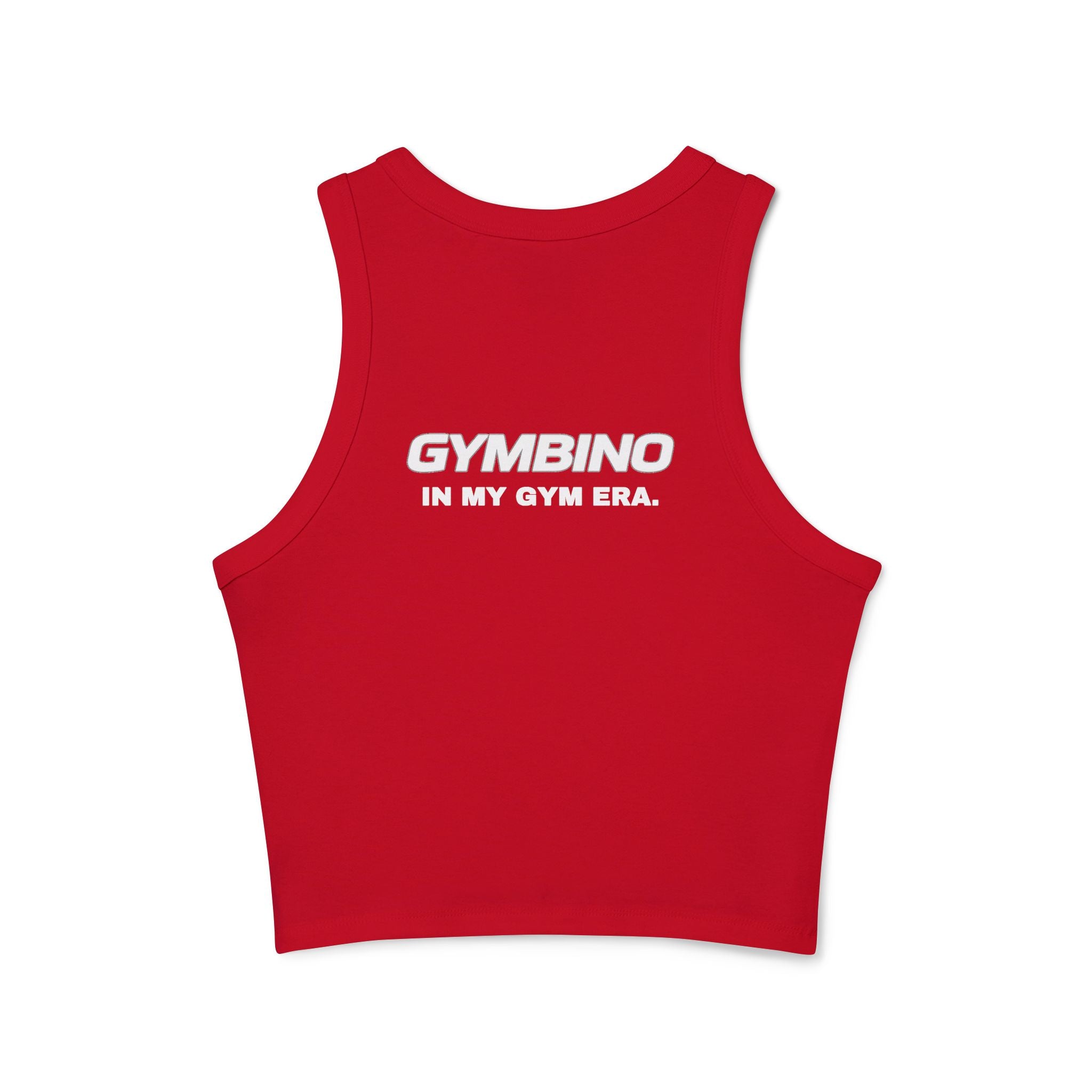 Gymbino 'In My Gym Era' Women's Racer Tank Top — Micro Rib Cropped Athletic Tank