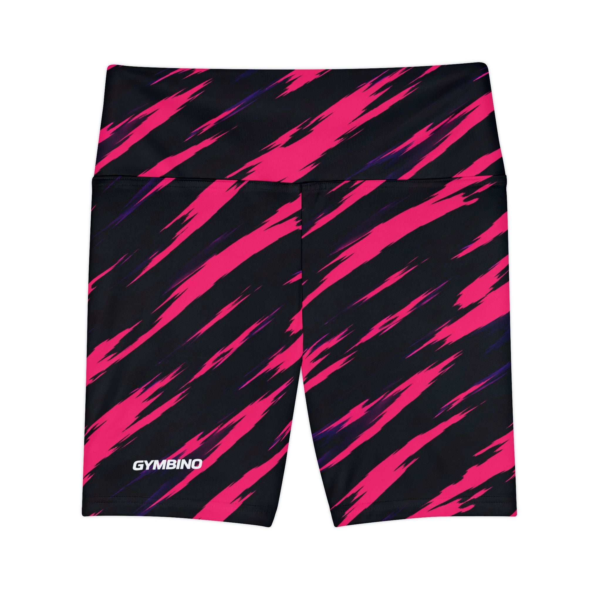 Pink Brushstroke GYMBINO Workout Shorts — Women's Athletic Biker Shorts