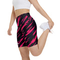 Pink Brushstroke GYMBINO Workout Shorts — Women's Athletic Biker Shorts