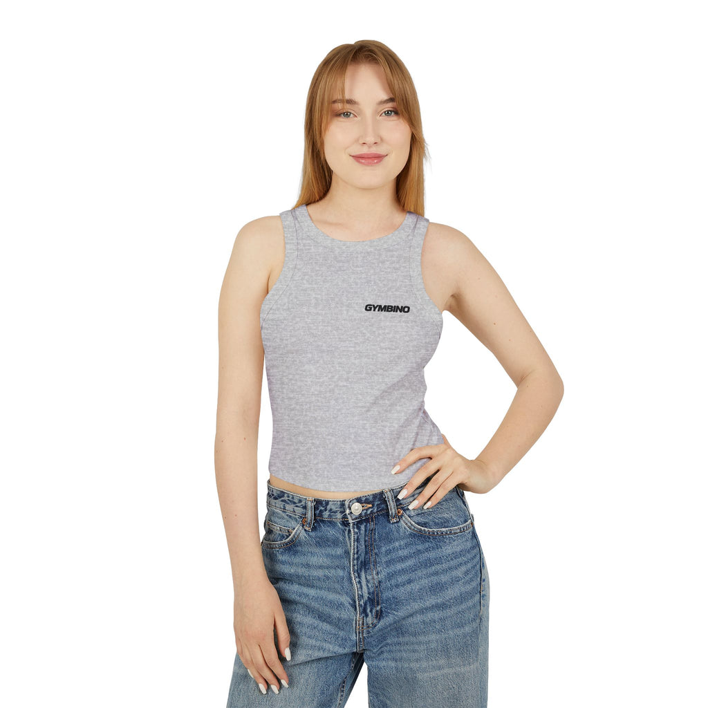 Gymbino 'In My Gym Era' Women's Racer Tank Top — Micro Rib Cropped Athletic Tank
