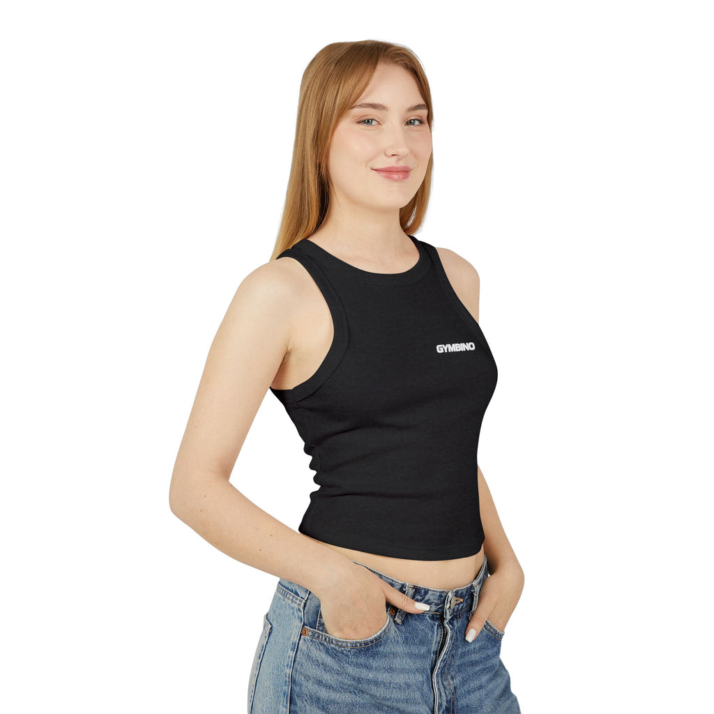 Gymbino 'In My Gym Era' Women's Racer Tank Top — Micro Rib Cropped Athletic Tank